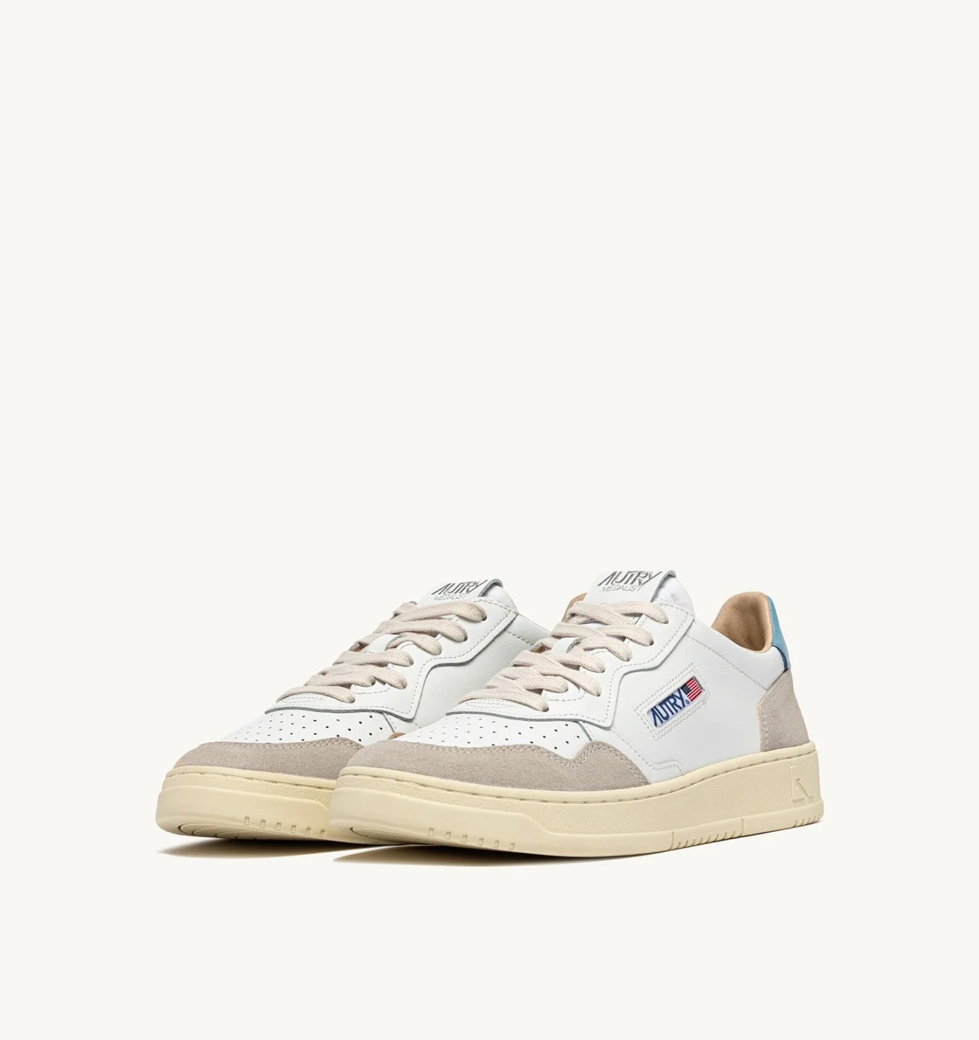 AUTRY SNEAKERS MEDALIST LOW IN SUEDE E PELLE BIANCA E FORGET ME NOT