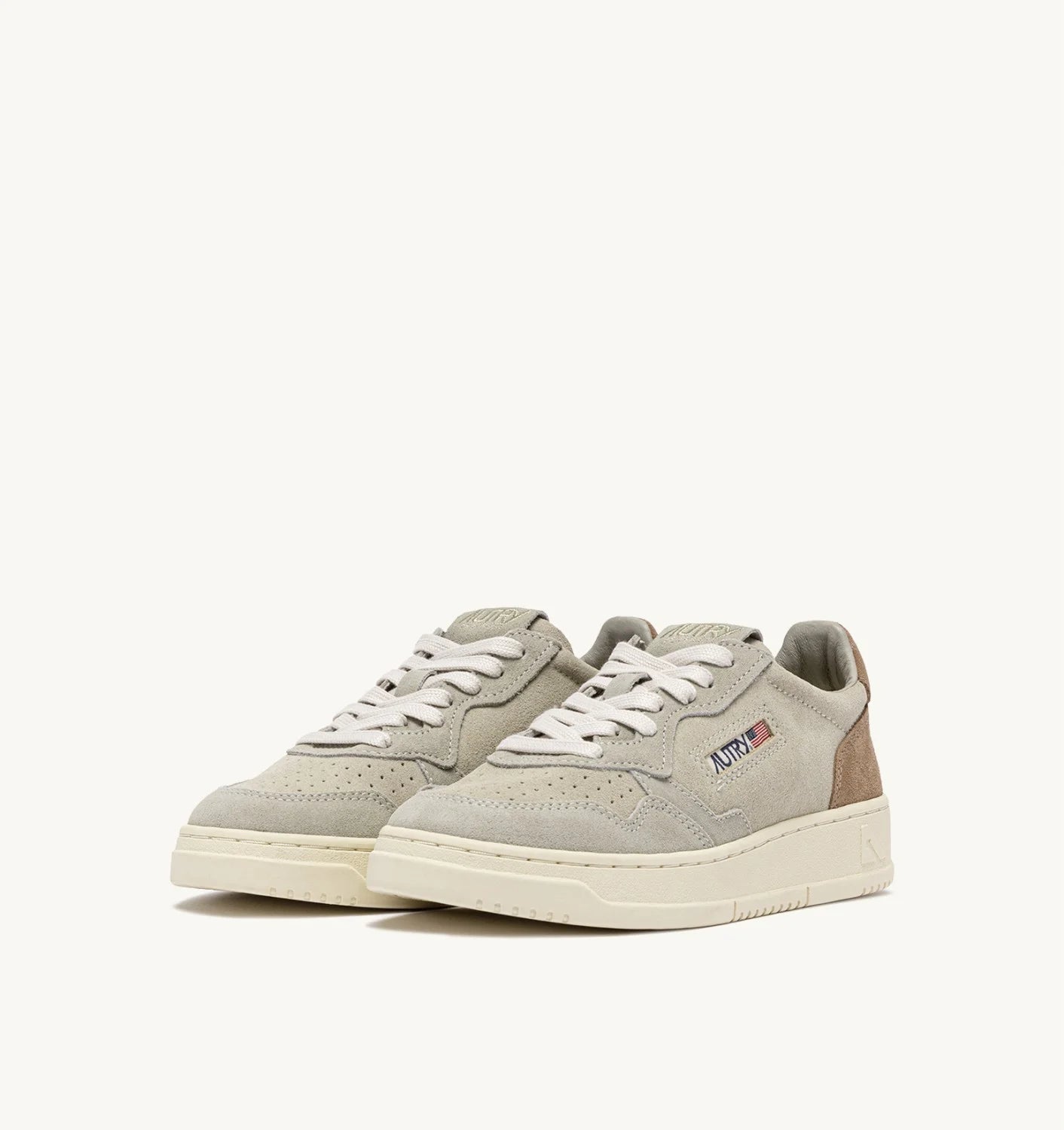 AUTRY SNEAKERS MEDALIST LOW TRICOLOR IN SUEDE CIGAR PAPYRUS E PELICAN