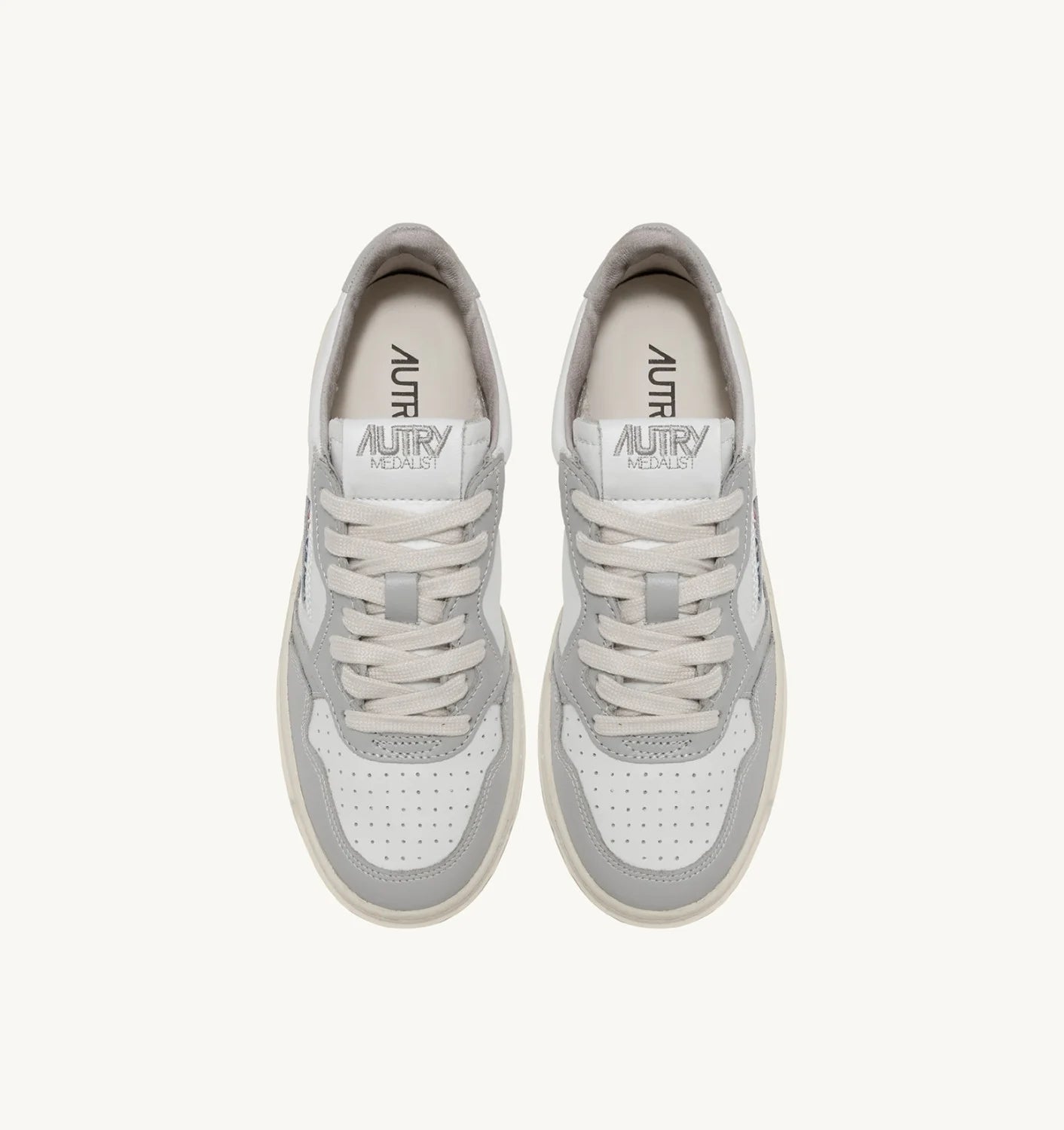 AUTRY SNEAKERS MEDALIST LOW BICOLOR IN PELLE BIANCA E VAPOR