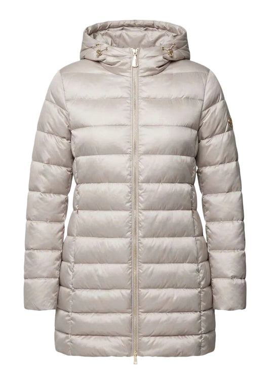 MARKUP Piumino lungo in satin con cappuccio