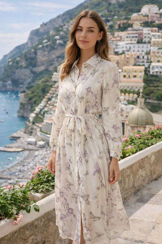 Abito lungo EIKI con elegante fantasia floreale