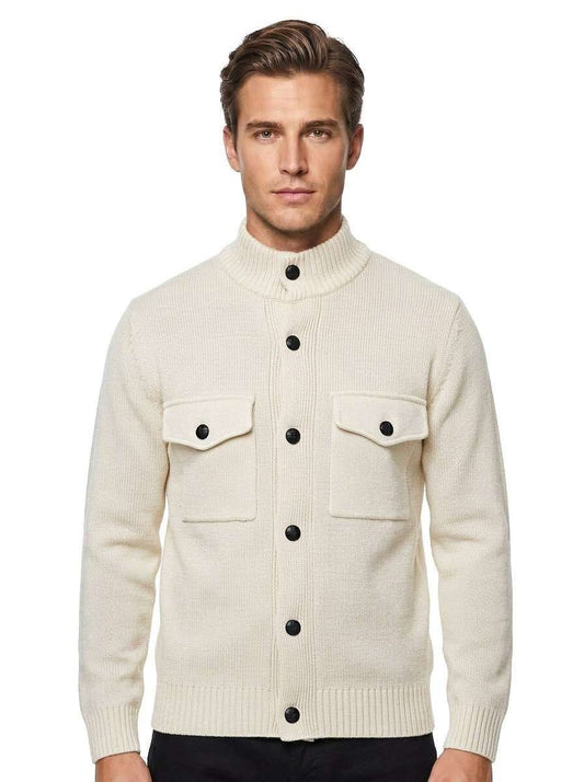 MU64 Cardigan Giacca Uomo in Maglia con Tasche Frontali