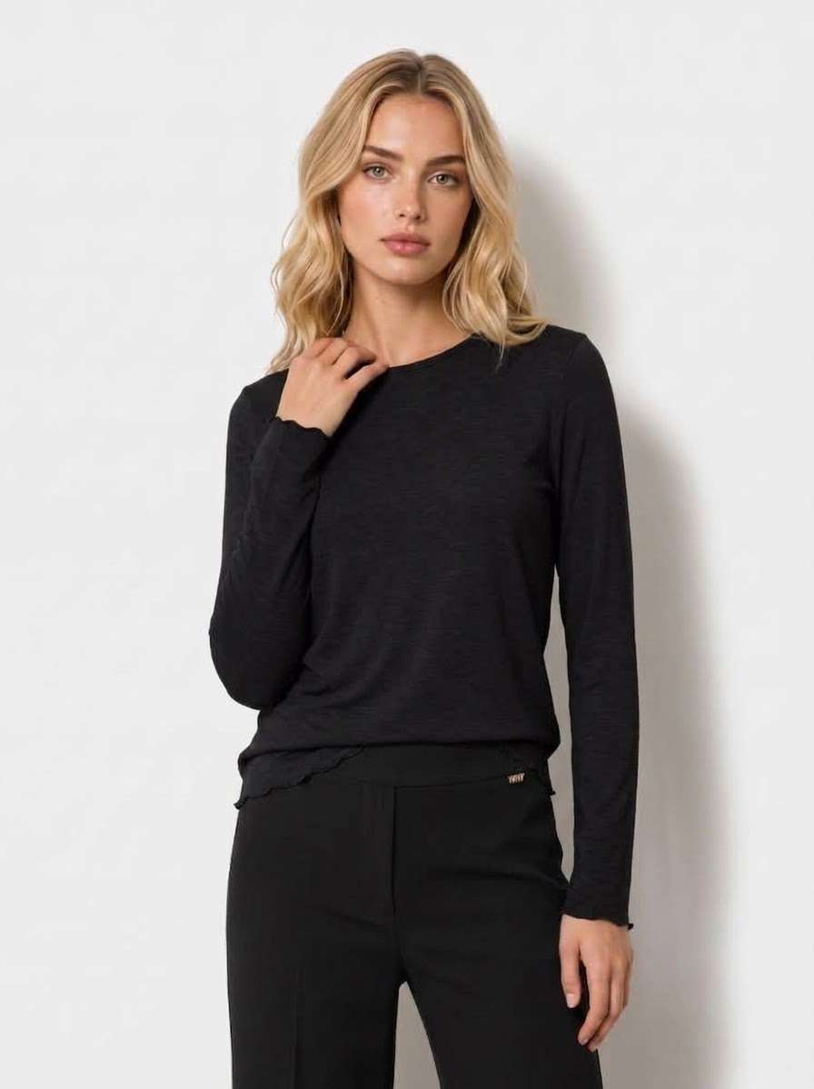 T-shirt girocollo in jersey misto cachemire