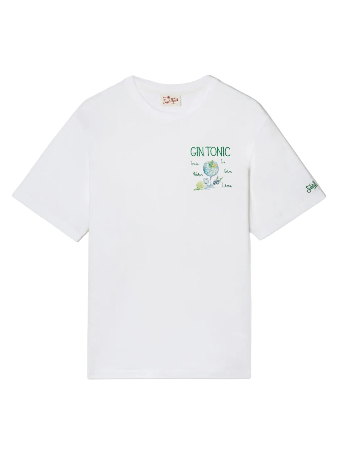 SAINT BARTH T-shirt Portofino bianca con ricamo Gin Tonic