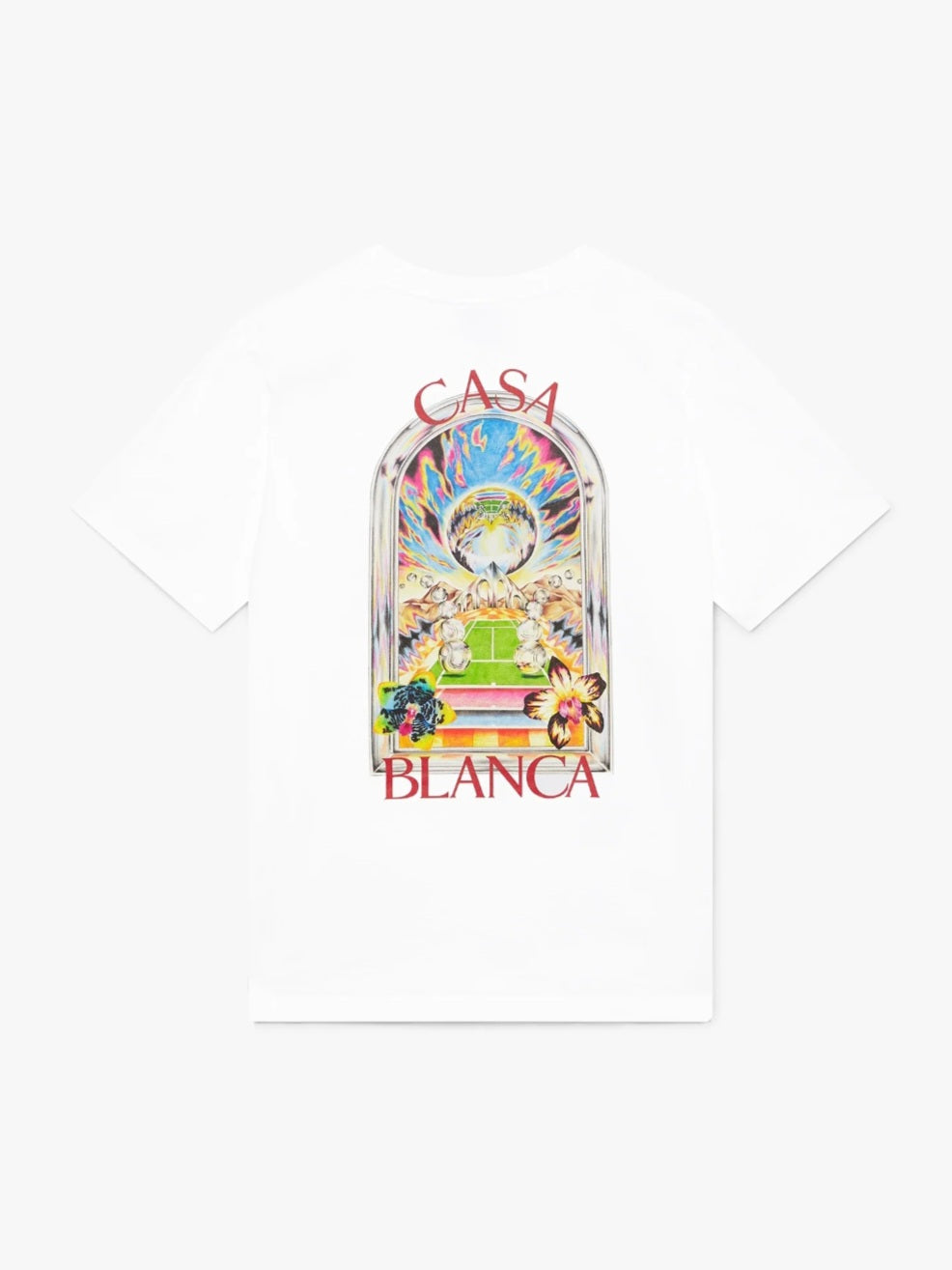 CASA BLANCA White Tennis Landscape Short Sleeve T‑Shirt