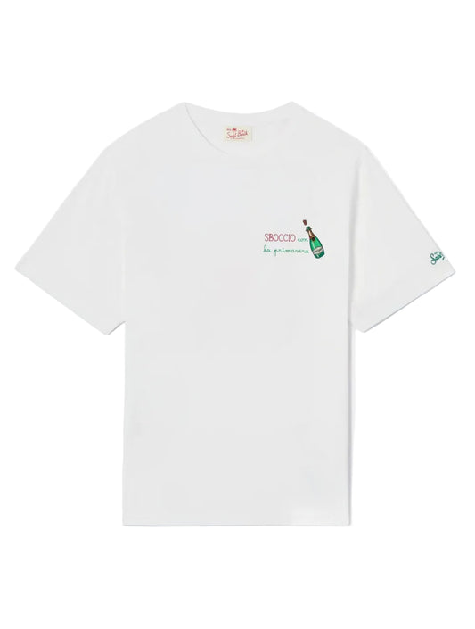 T-shirt Portofino bianca con ricamo Sboccio Con La Primavera