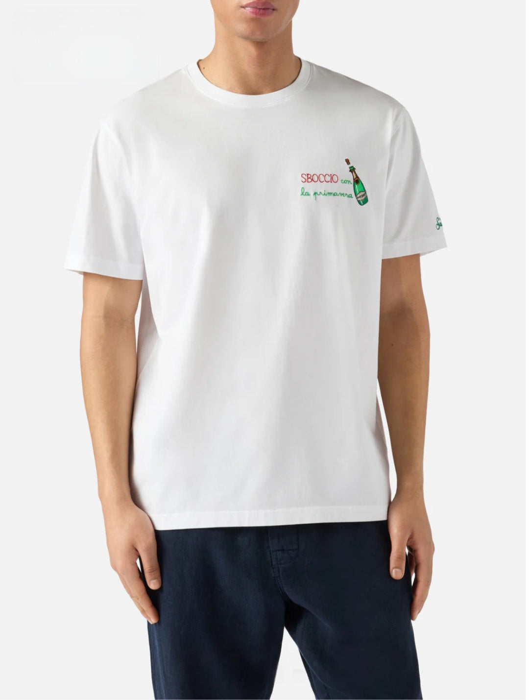 T-shirt Portofino bianca con ricamo Sboccio Con La Primavera