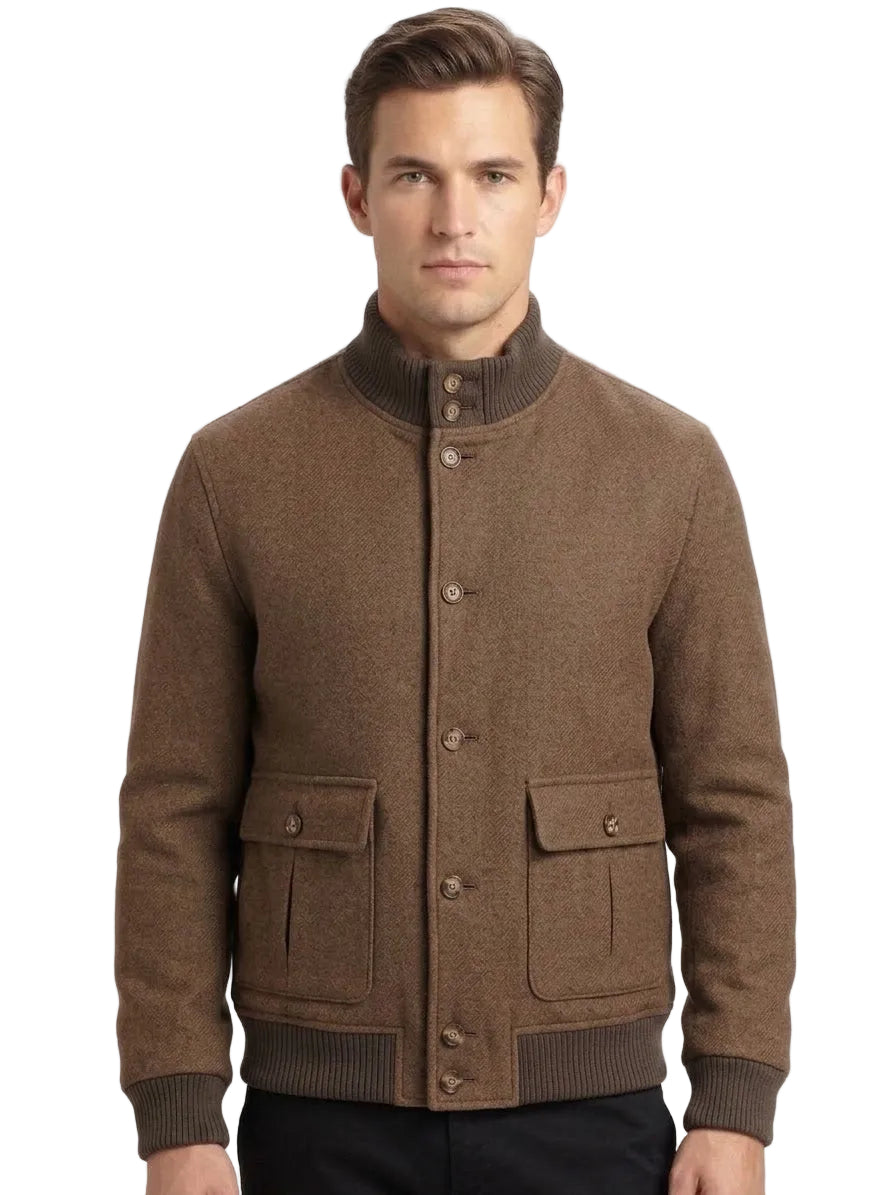 MARCO NILS Bomber Uomo in Misto Lana/Viscosa con Collo Alto