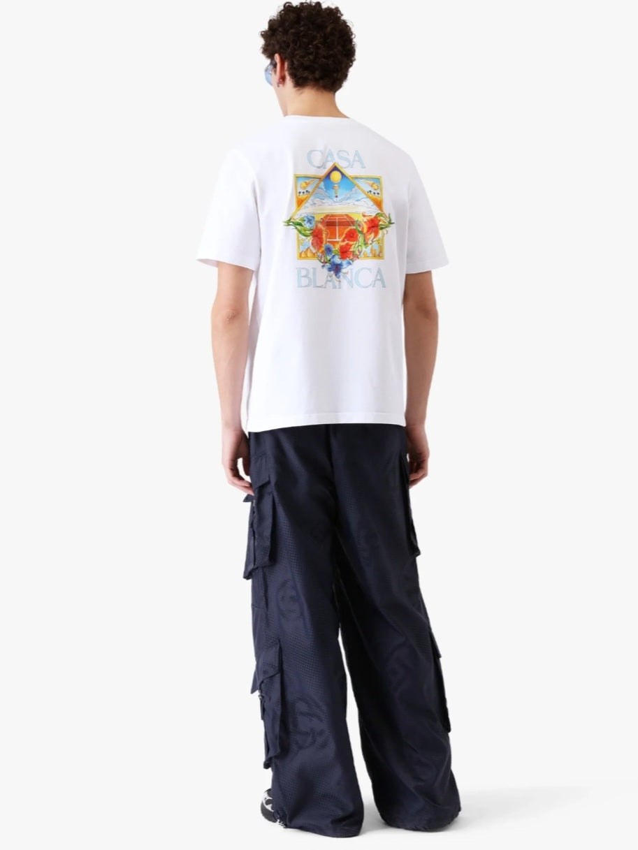 CASA BLANCA White Flower Court Icon Short Sleeve T‑Shirt