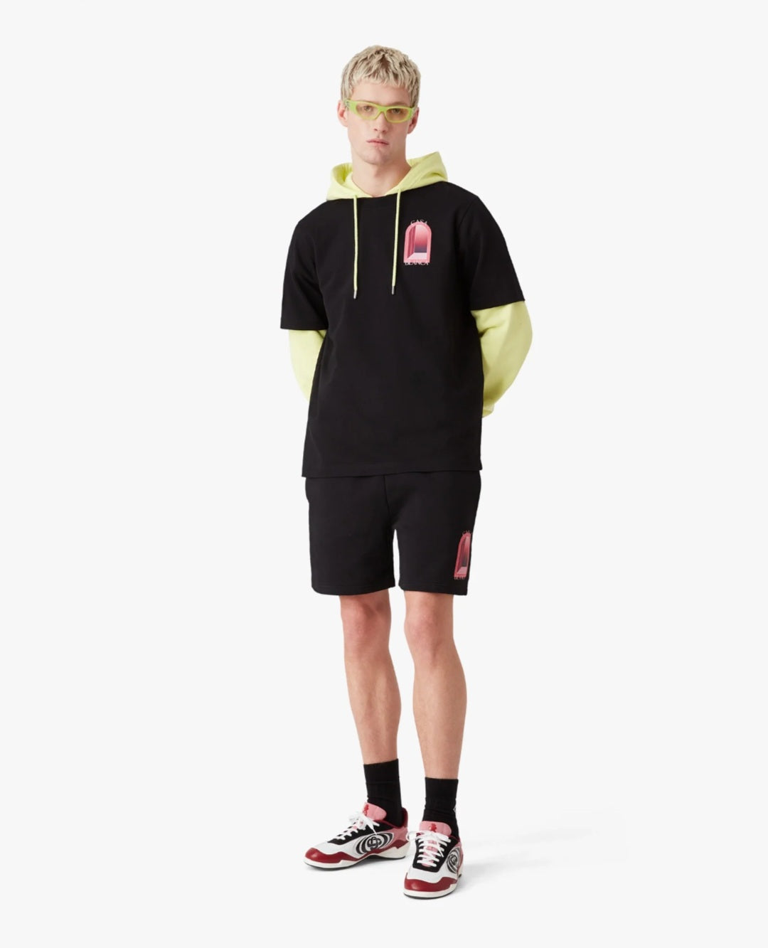 CASA BLANCA Black Pink Arches Short Sleeve T‑Shirt