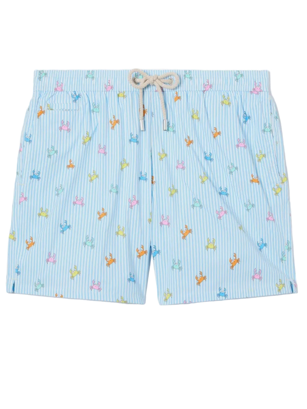 SAINT BARTH Costume mare Lighting Micro a righe azzurre con stampa granchi all-over
