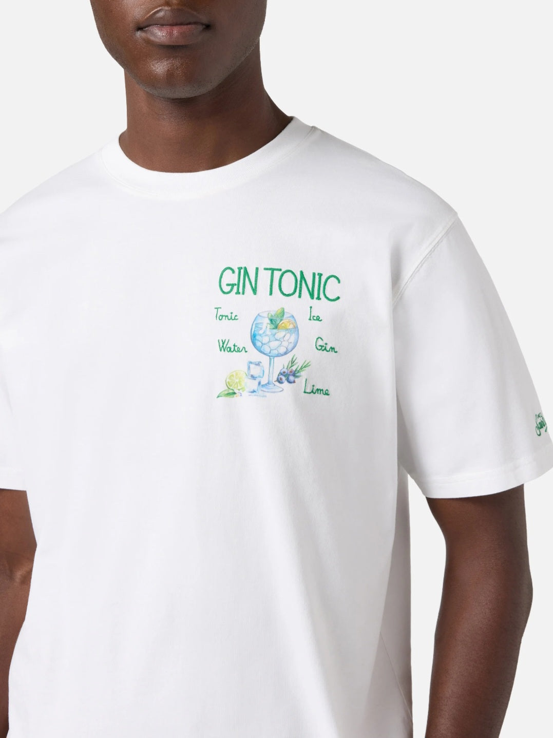 SAINT BARTH T-shirt Portofino bianca con ricamo Gin Tonic