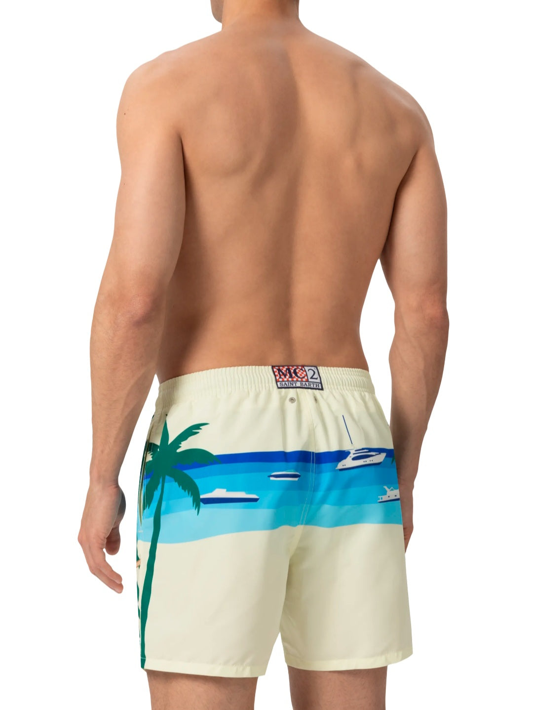 SAINT BARTH Costume mare lunghezza media Gustavia con stampa cartolina Formentera