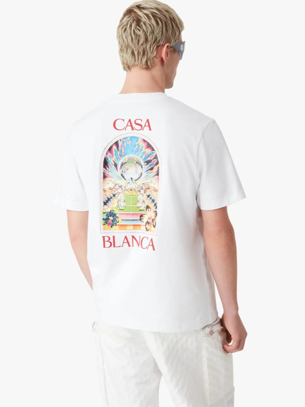 CASA BLANCA White Tennis Landscape Short Sleeve T‑Shirt