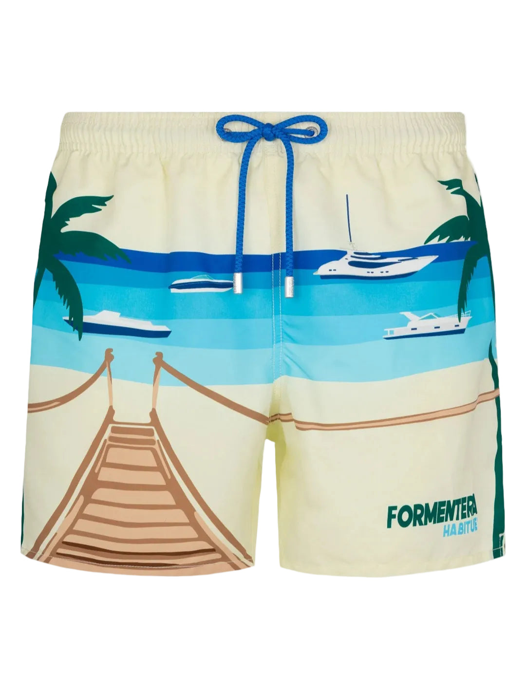 SAINT BARTH Costume mare lunghezza media Gustavia con stampa cartolina Formentera