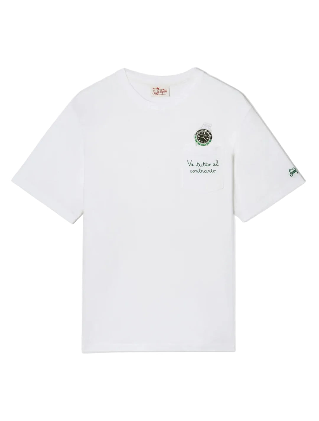 SAINT BARTH T-shirt Austin bianca con orologio e ricamo Va Tutto Al Contrario