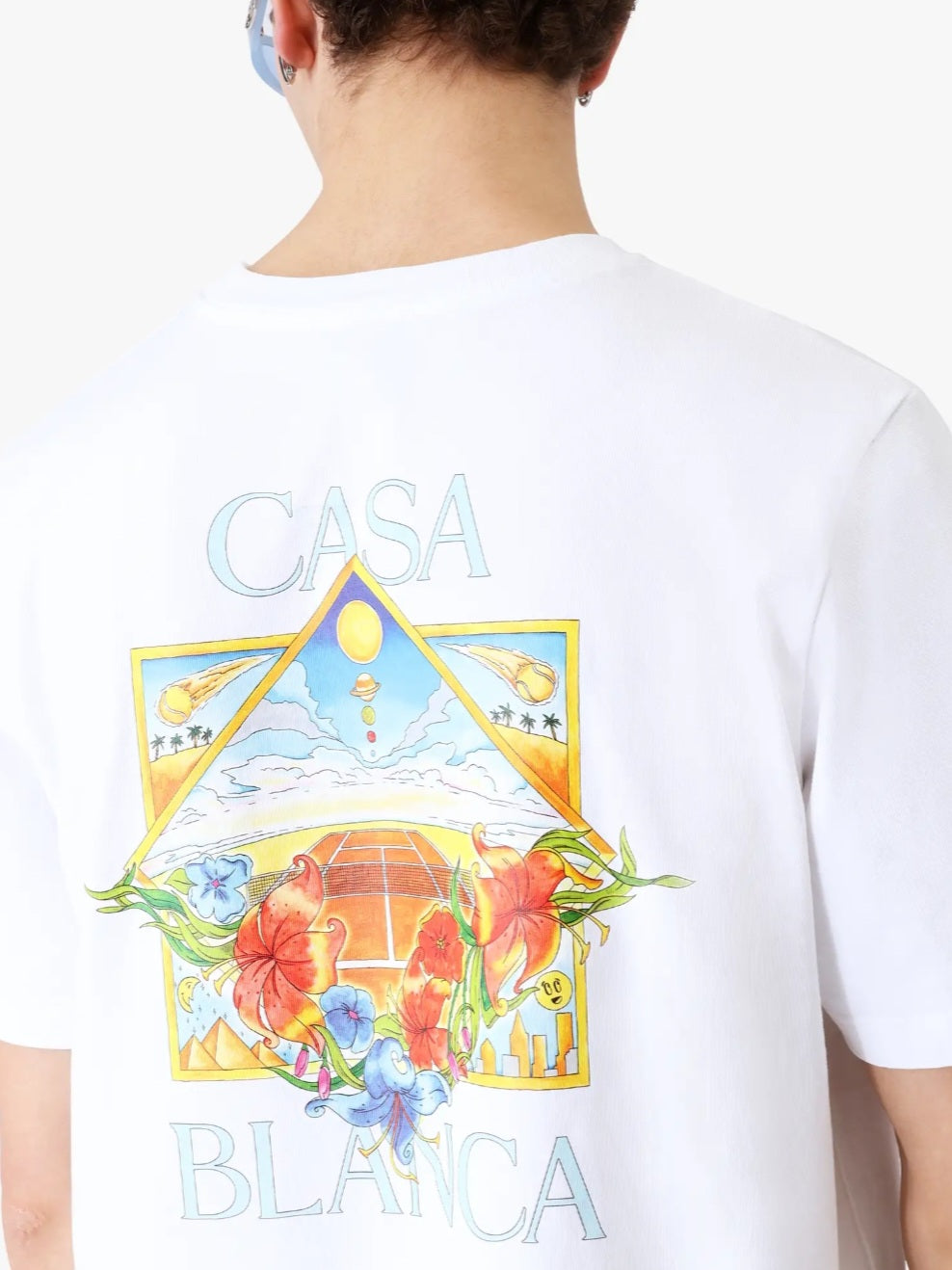 CASA BLANCA White Flower Court Icon Short Sleeve T‑Shirt