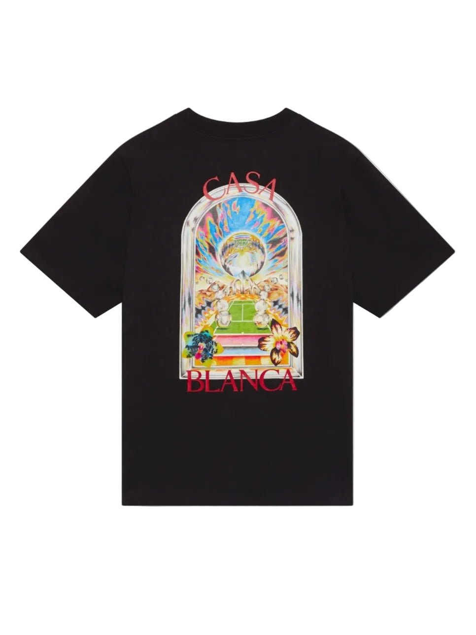 CASA BLANCA Black Tennis Landscape Short Sleeve T‑Shirt