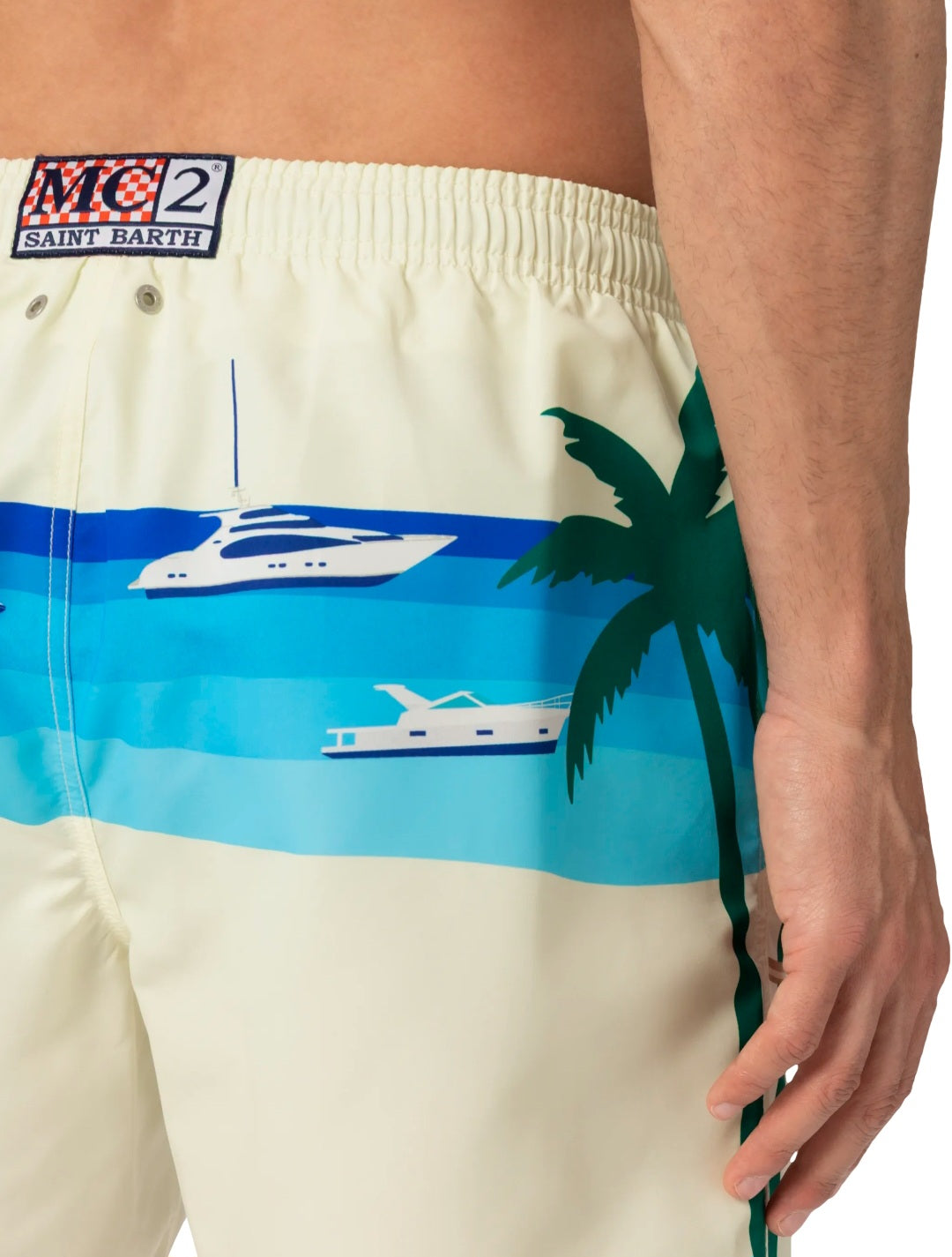 SAINT BARTH Costume mare lunghezza media Gustavia con stampa cartolina Formentera