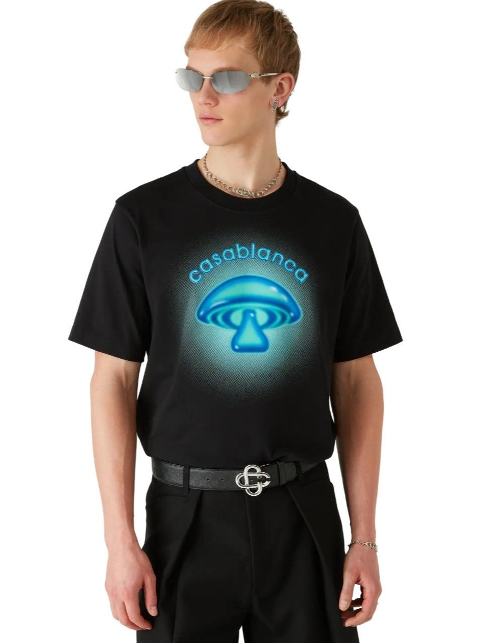 Airbrush Mushroom Logo Short Sleeve T‑Shirt