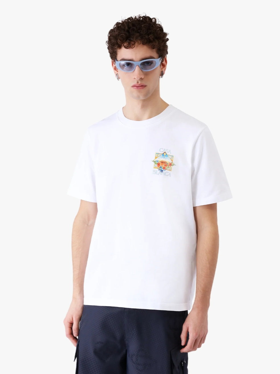 CASA BLANCA White Flower Court Icon Short Sleeve T‑Shirt