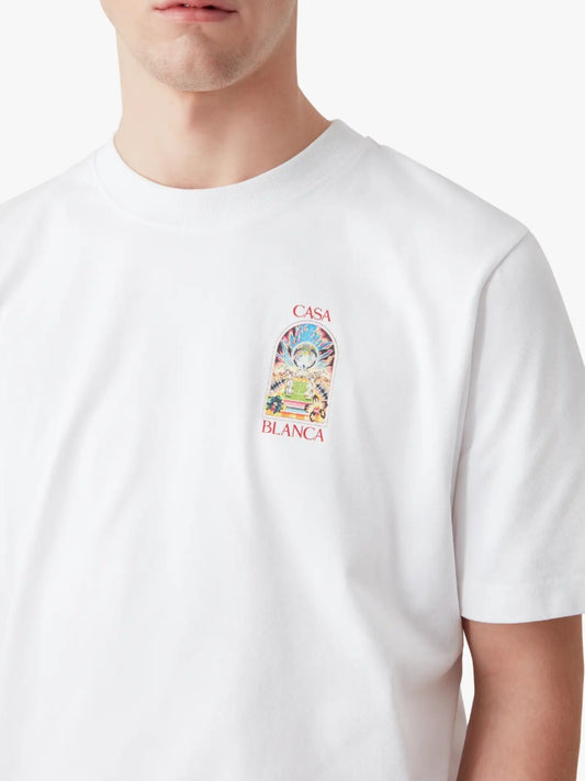 CASA BLANCA White Tennis Landscape Short Sleeve T‑Shirt