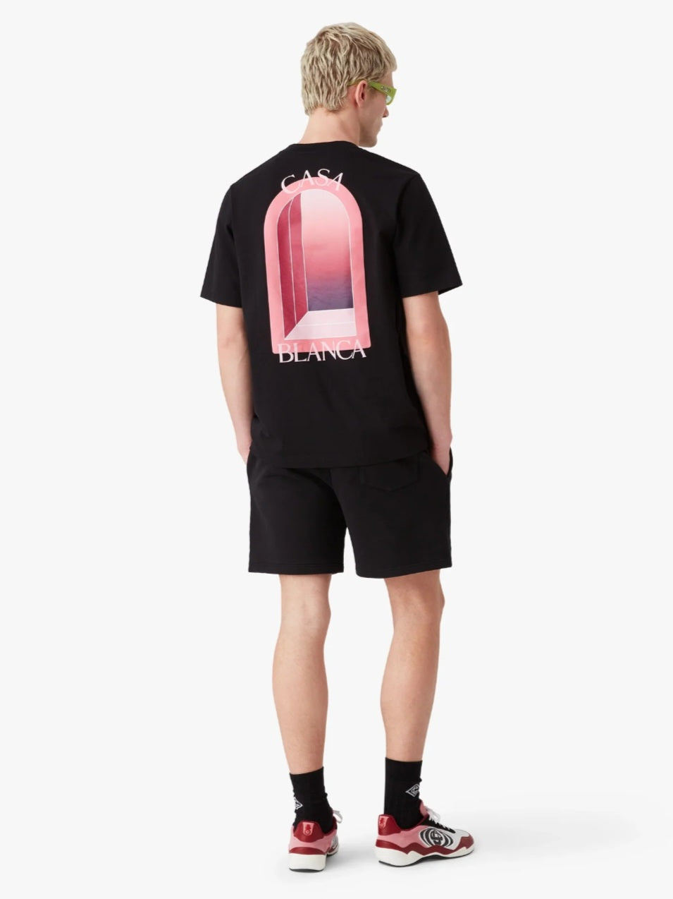 CASA BLANCA Black Pink Arches Short Sleeve T‑Shirt