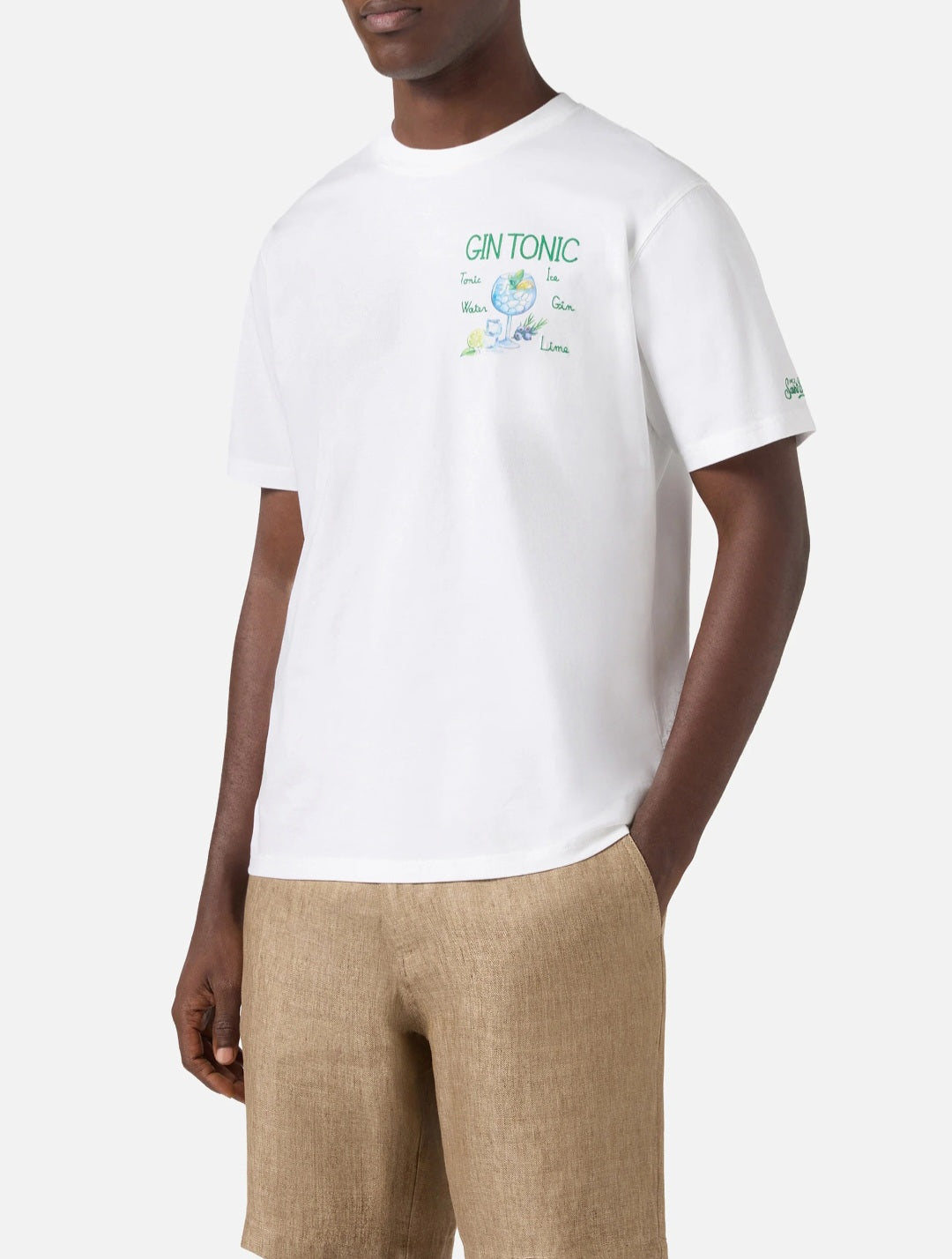SAINT BARTH T-shirt Portofino bianca con ricamo Gin Tonic