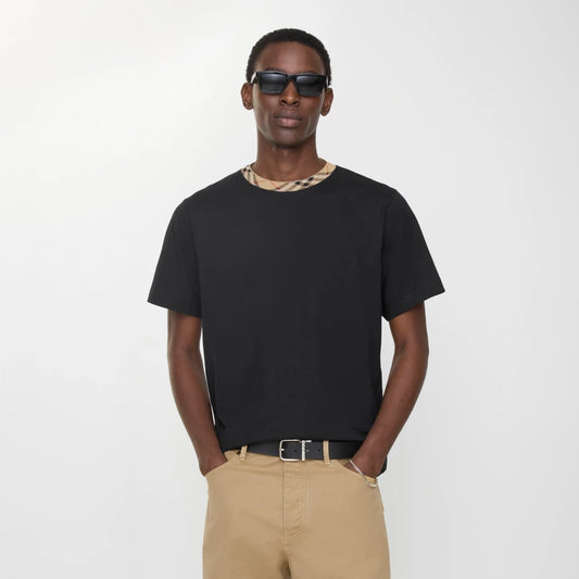 Burberry T-shirt in cotone con finiture Check
