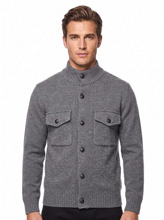 MU64 Cardigan Giacca Uomo in Maglia con Tasche Frontali