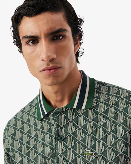 LACOSTE Polo dal taglio classico in jacquard con monogramma