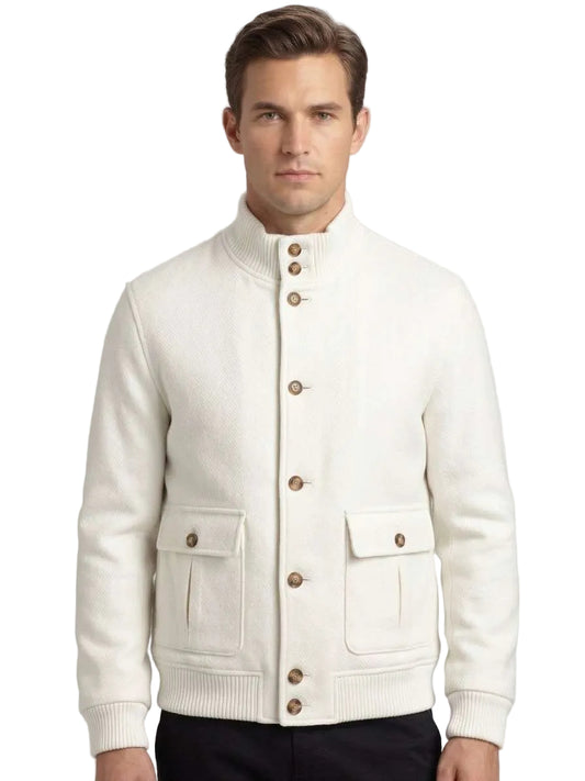 MARCO NILS Bomber Uomo in Misto Lana/Viscosa con Collo Alto