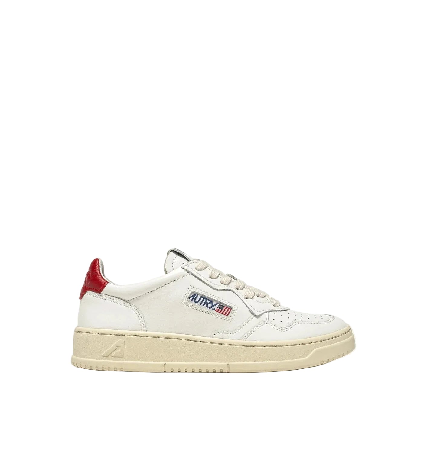 AUTRY SNEAKERS MEDALIST LOW IN PELLE BIANCA E ROSSA