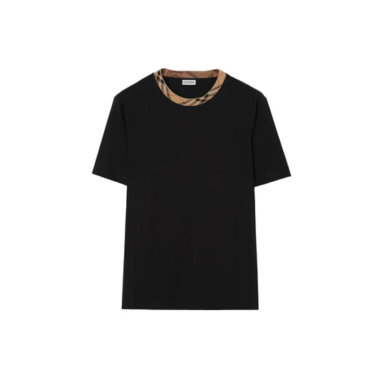 Burberry T-shirt in cotone con finiture Check