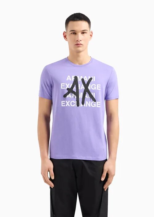 ARMANI EXCHANGE T-shirt in jersey di cotone Pima con stampe sul davanti